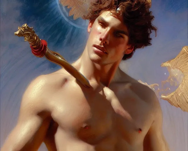 Prompt: attractive apollo greek god. highly detailed painting by gaston bussiere, craig mullins, j. c. leyendecker 8 k