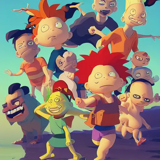 Image similar to face icon stylized minimalist rugrats, loftis, cory behance hd by jesper ejsing, by rhads, makoto shinkai and lois van baarle, ilya kuvshinov, rossdraws global illumination