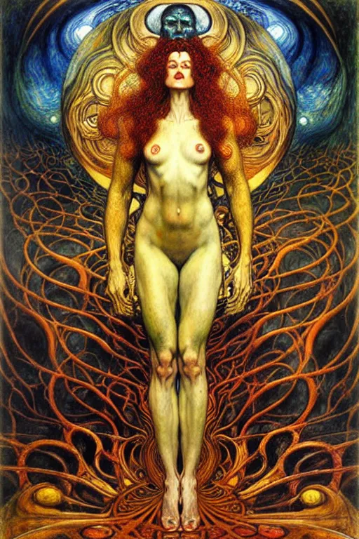 Image similar to Divine Chaos Engine by Karol Bak, Jean Delville, William Blake, Gustav Klimt, and Vincent Van Gogh, symbolist, visionary