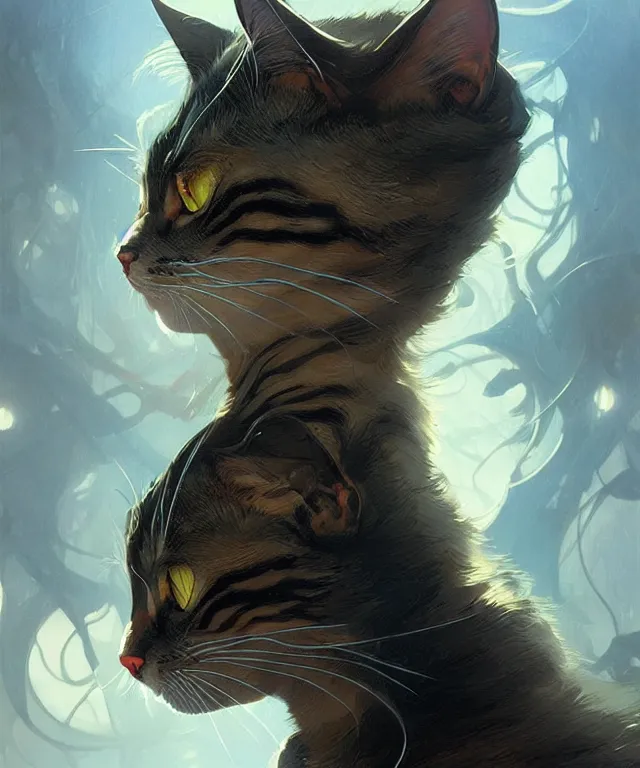 Image similar to A very angry cat, fantasy, intricate, elegant, highly detailed, digital painting, artstation, concept art, smooth, sharp focus, illustration, art by artgerm and greg rutkowski and alphonse mucha