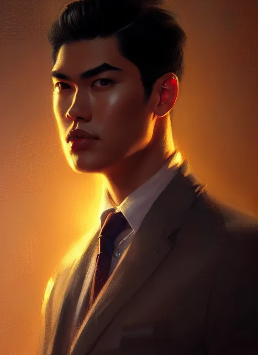 Image similar to portrait of reggie mantle, intricate, elegant, glowing lights, highly detailed, digital painting, artstation, concept art, smooth, sharp focus, illustration, art by wlop, mars ravelo and greg rutkowski