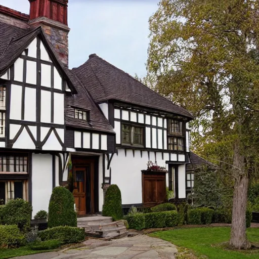 Prompt: house in old style Tudor, exterior