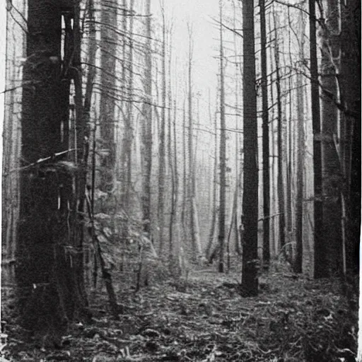 Image similar to blair witch hauntology ghost occult forest, very old photo