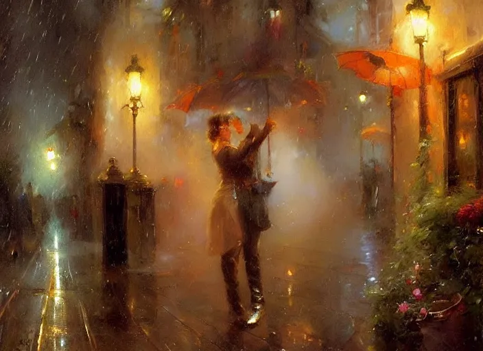Prompt: errie victorian misty raining night alley by wlop and vladimir volegov and alexander averin and delphin enjolras and daniel f. gerhartz