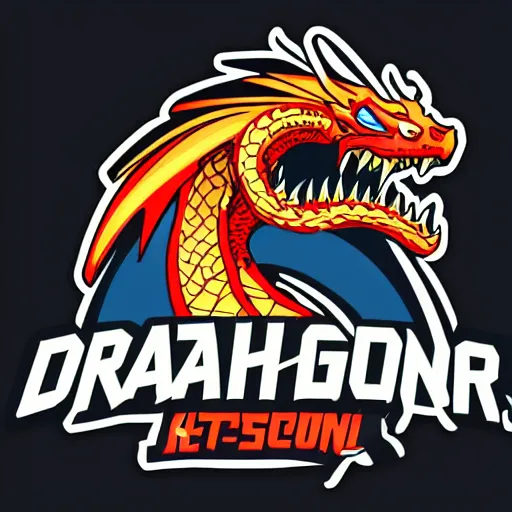 Prompt: in the style of max prentis and deathburger and laurie greasley a vector e-sports sticker logo of a dragon, highly detailed, colourful, 8k wallpaper