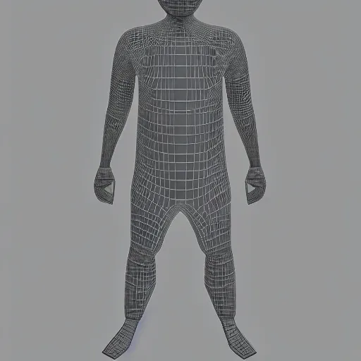 Prompt: Wireframe 3d model, Tall man