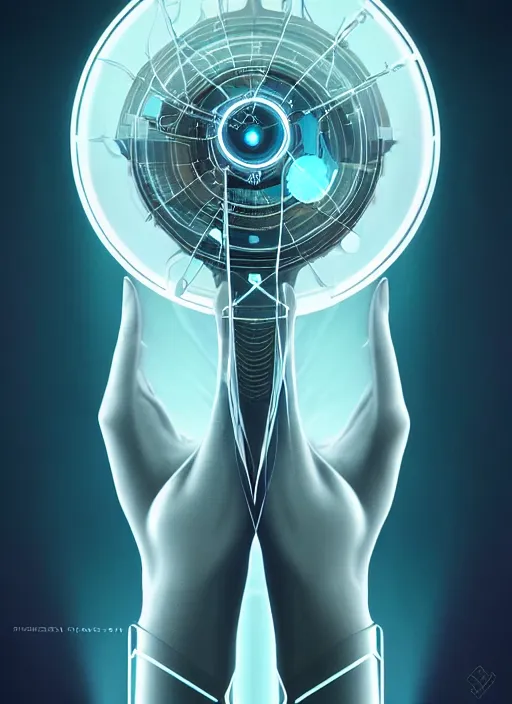 Prompt: symmetry!! mechanism in the palm of a hand, product render retro - futuristic poster scifi, intricate, elegant, highly detailed, digital painting, artstation, concept art, smooth, sharp focus, illustration, dreamlike, art by artgerm