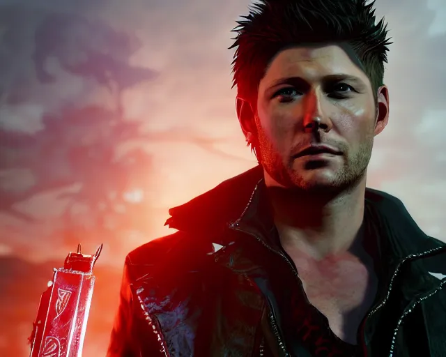 Prompt: highly detailed portrait of jensen ackles as dante from devil may cry 5, in gta v, stephen bliss, unreal engine, fantasy art by greg rutkowski, loish, rhads, ferdinand knab, makoto shinkai and lois van baarle, ilya kuvshinov, rossdraws, tom bagshaw, global illumination, radiant light, detailed and intricate environment