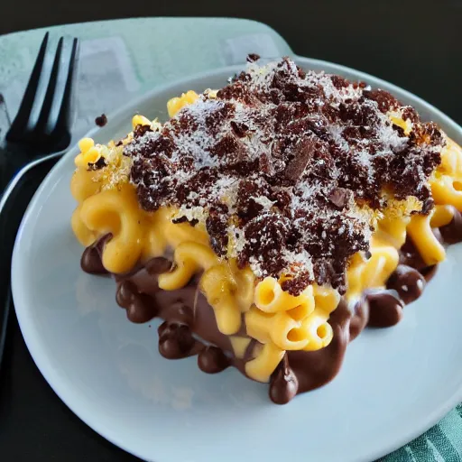 Prompt: chocolate macaroni and cheese