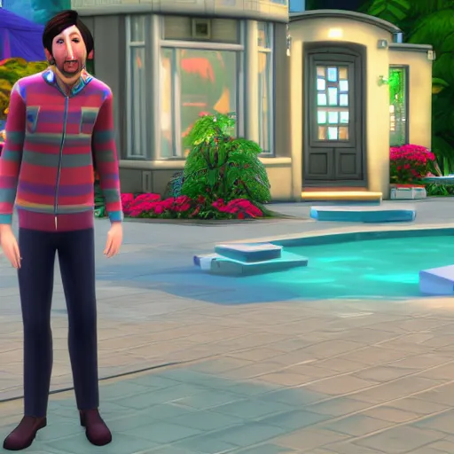 Prompt: Howard Wolowitz in the sims 4