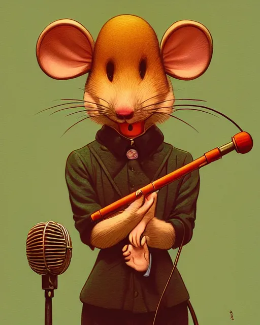 Prompt: anthropomorphic art of anthropomorphic mouse singing in microphone, victorian bright clothing by artgerm, victo ngai, ryohji hase, artstation, highly detailed digital painting, smooth, global illumination, fantasy art by greg rutkowsky, karl spitzweg