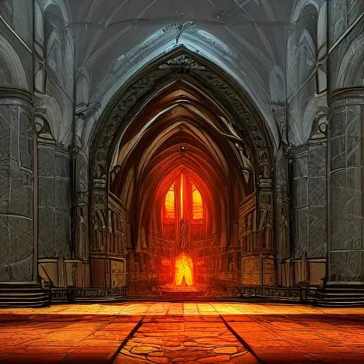 Prompt: the devil's cathedral. artstation, concept art, illustration