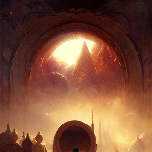 Prompt: giant shining crescent in a magic fluffy persian carpet dimension, by greg rutkowski and gaston bussiere, dim lighting, beautiful volumetric - lighting - style atmosphere, surreal atmosphere, intricate, detailed, photorealistic imagery, artstation