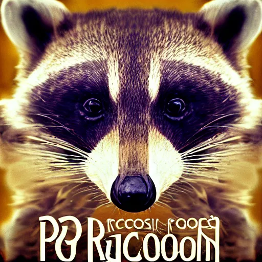 Image similar to album cover of a pop group, racoon, album cover art, album cover