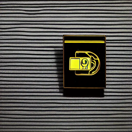 Image similar to a photo of a retro 8 0 s minimalistic clean fire warning enamel pin, studio lighting, behance