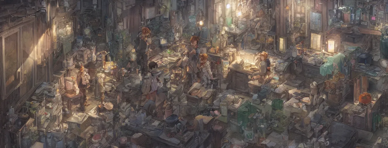 Prompt: wait... if we're gonna die anyway, it all means nothing, right? hyperrealistic anime environment illustration by kim jung gi, extremely detailed faces, intricate linework, smooth, super sharp focus, bright colors, high contrast, matte, octopath traveler, studio ghibli, unreal engine 5 highly rendered, global illumination, radiant light, detailed and intricate environment