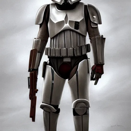 Image similar to an imperial stormtrooper walking, full body photography, extremely long shot, long shot, full-length, head-to-toe, concept art by Doug Chiang cinematic, realistic painting, high definition, concept art, the Mandalorian concept art style