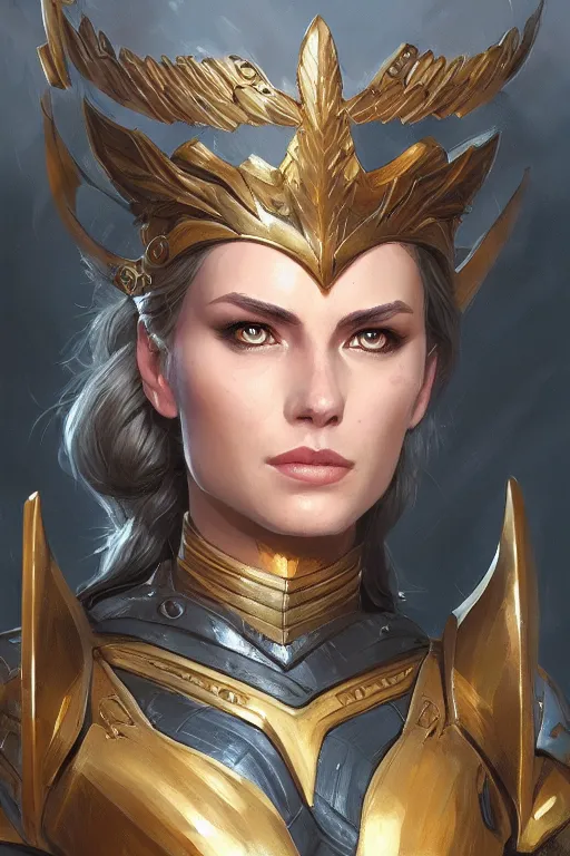 Image similar to amazon valkyrie athena, d & d, fantasy, portrait, highly detailed, headshot, digital painting, trending on artstation, concept art, sharp focus, illustration, art by artgerm and greg rutkowski and magali villeneuve