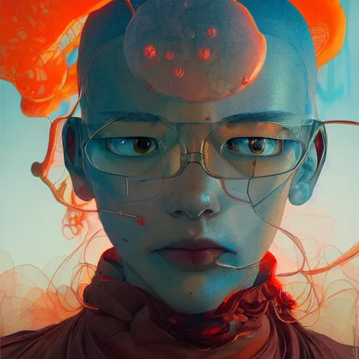 Image similar to prompt : doomer portrait soft light painted by james jean and katsuhiro otomo and erik jones, inspired by akira anime, smooth face feature, intricate oil painting, high detail illustration, sharp high detail, manga and anime 1 9 9 9