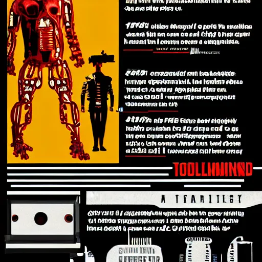 Image similar to infographic explaining the terminator ( 1 9 8 4 )