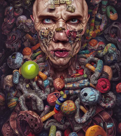 Prompt: portrait, nightmare anomalies, candies by dariusz zawadzki, kenneth blom, mental alchemy, james jean, pablo amaringo, naudline pierre, contemporary art, hyper detailed