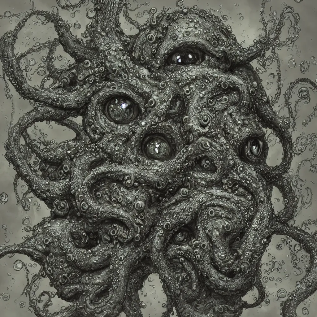 Image similar to shoggoth, eldritch horror, tentacles, gaping maw, multiple eyeballs, ultra detailed 8k render, horror art