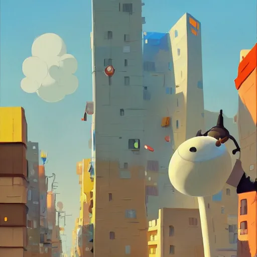 Image similar to goro fujita ilustration a big city in sunny day, painting by goro fujita, sharp focus, highly detailed, artstation