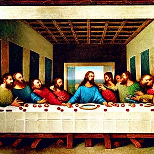 Image similar to the squad at the last supper,