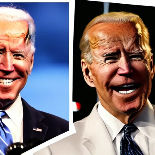 Image similar to joe biden as a gangster rap artist with face tattoos and diamond teeth