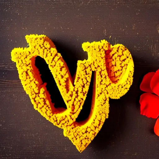 Prompt: the word love written with marigolds and poppies