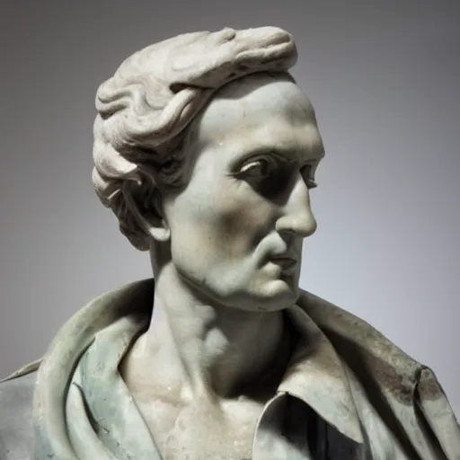 Prompt: a cracked roman marble statue of simon bolivar