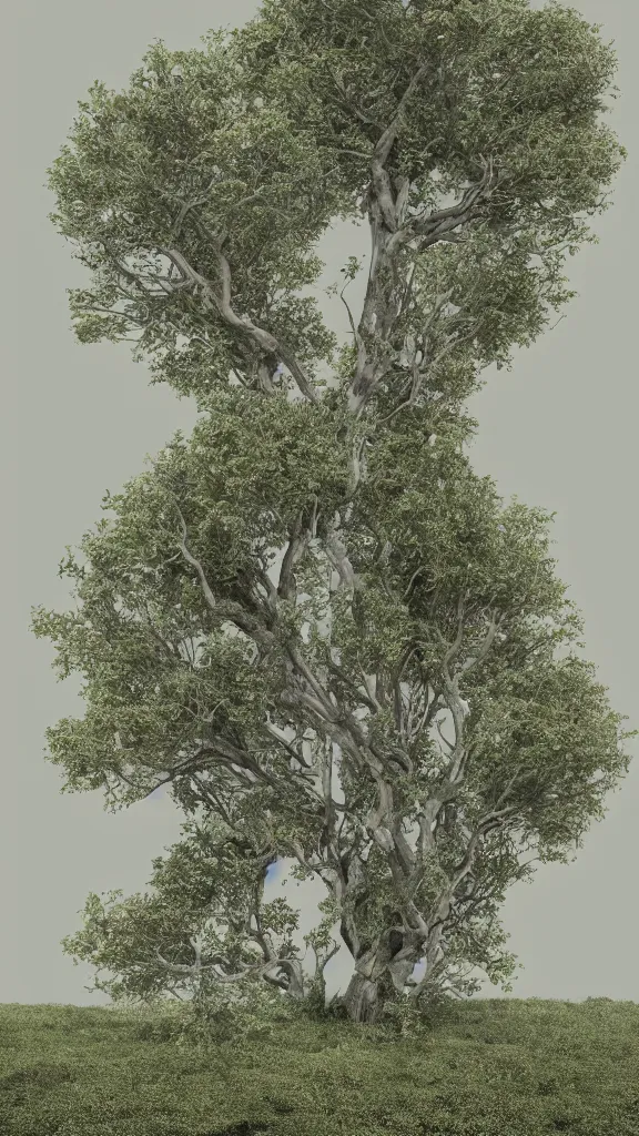 Image similar to tree by vanessa beecroft, octane render, 4 k, 8 k, sharp!, very very beautiful, stunning, twisted, vanishing, transparent, ethereal