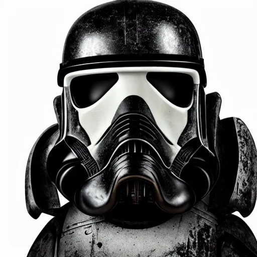 Prompt: A Portrait of A Death Trooper from Star Wars, 8k, exquisite detail, cinematic, White Background, Studio Lighting