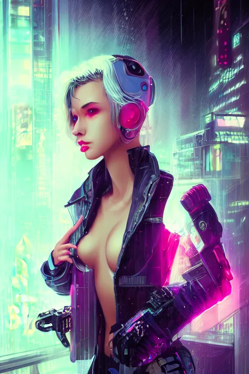 Prompt: portrait futuristic hot cyberpunk young female rouge, in futuristic stormy heavy snowy tokyo rooftop cyberpunk night, ssci-fi, fantasy, intricate, very very beautiful, elegant, neon light, highly detailed, digital painting, concept art, human anatomy, soft light, hdri, smooth, sharp focus, illustration, art by tian zi and craig mullins and WLOP and alphonse mucha
