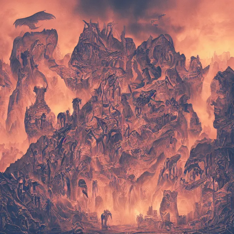 Image similar to mapping the hellscape album cover, modern, film, soft lighting gradient. no text, no watermarks.