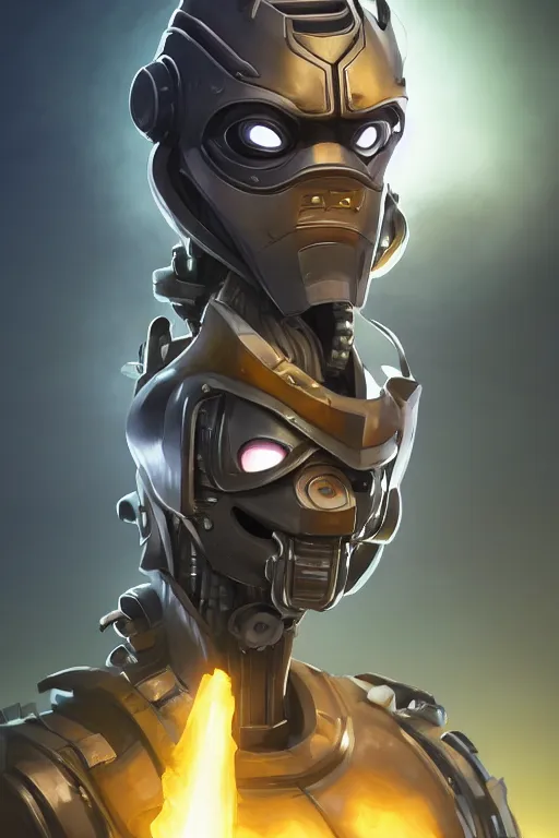 Image similar to epic mask helmet robot ninja portrait stylized as fornite style game design fanart by concept artist gervasio canda, behance hd by jesper ejsing, by rhads, makoto shinkai and lois van baarle, ilya kuvshinov, rossdraws global illumination radiating a glowing aura global illumination ray tracing hdr render in unreal engine 5