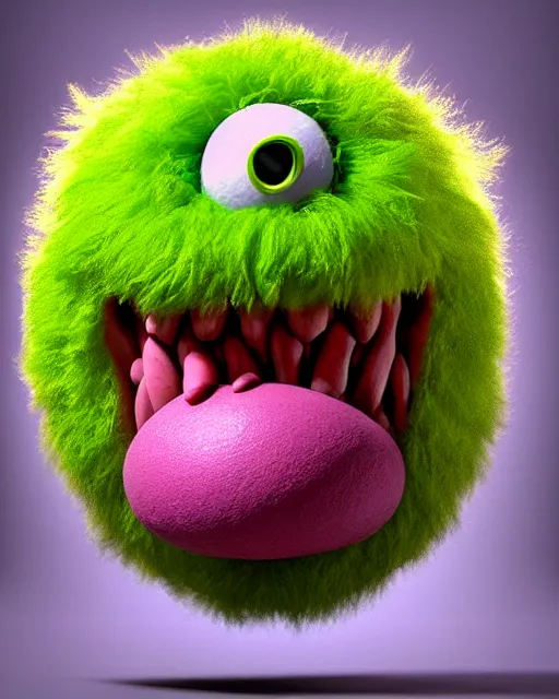 Image similar to highly detailed vfx portrait of a character of a tennis ball monster stephen bliss, chalk, unrealengine, basil gogos