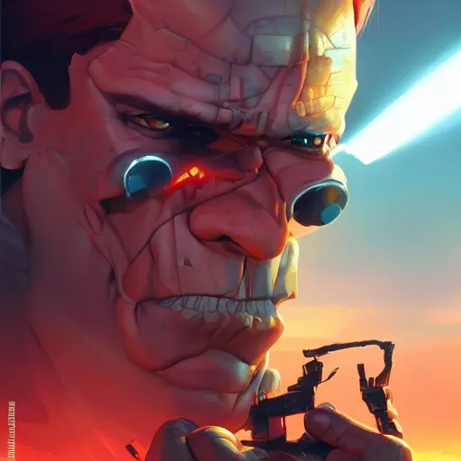 Image similar to hero world the terminator 2 : judgement day, behance hd by jesper ejsing, by rhads, makoto shinkai and lois van baarle, ilya kuvshinov, rossdraws global illumination