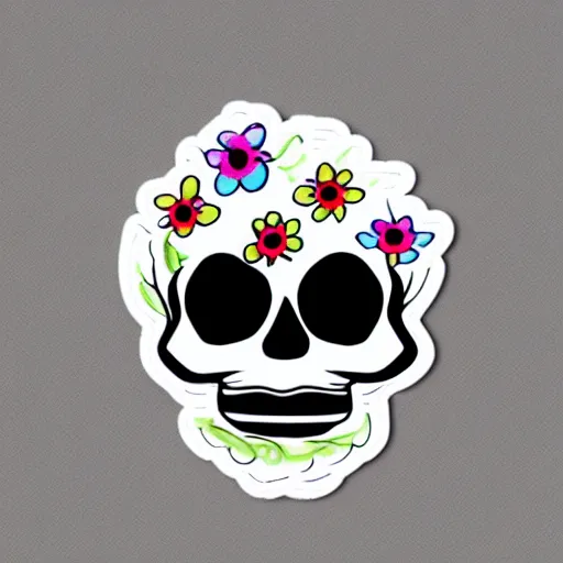 Image similar to cute flowers skull sticker