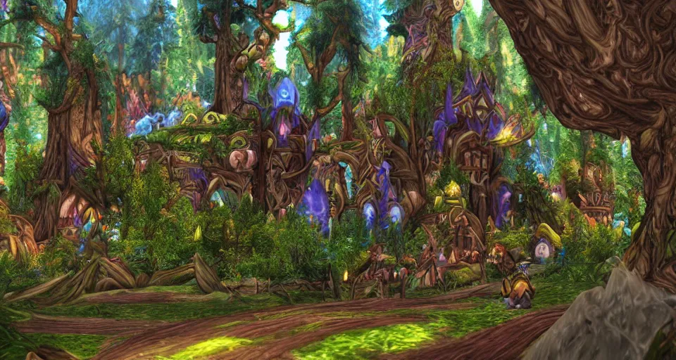 Image similar to Enchanted and magic forest, from Warcraft