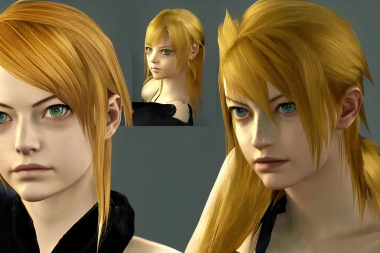 Prompt: Emma Stone in Final Fantasy VII