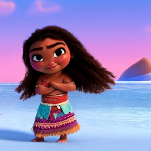 Image similar to moana in frozen, pixar, 8 k