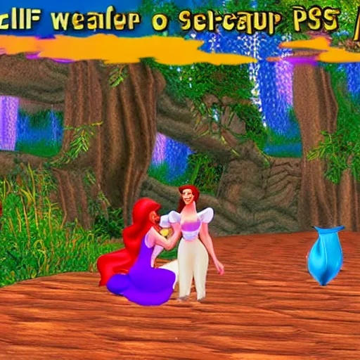 Image similar to Screencap of Disney's Ariel as an PS1 3D game