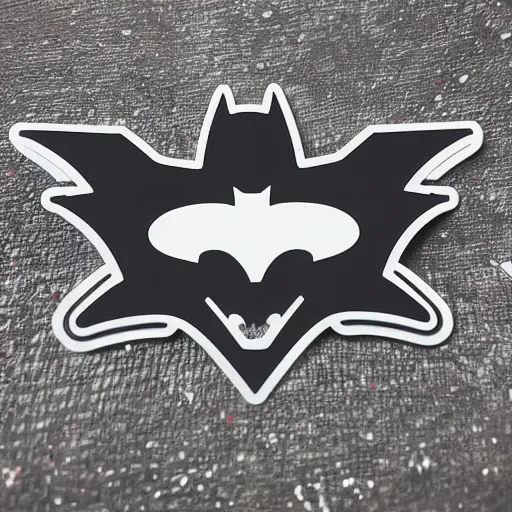 Image similar to die cut sticker, batman breakdancing in techwear splatter paint