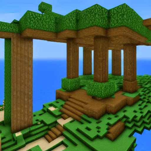 Image similar to Jeffrey Epstein's island in Minecraft, 8k HD