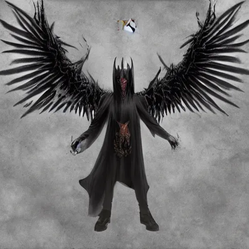 Image similar to “ lucifer the dark prince of hell, hyperrealistic, epic ”