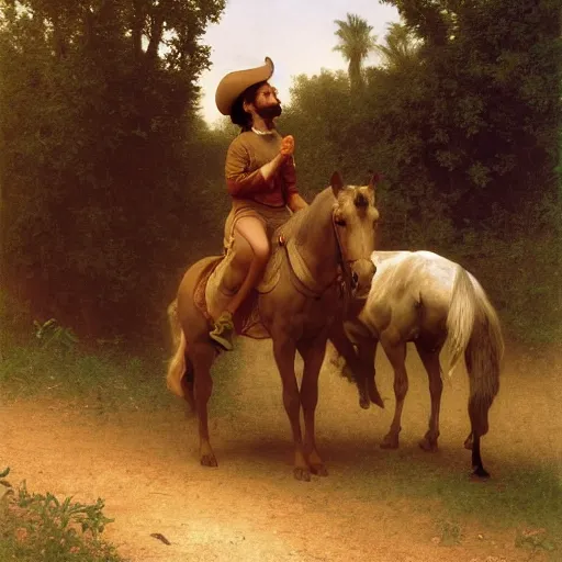 Image similar to ultra detailed and realistic painting by william - adolphe bouguereau and ilya repin and boris vallejo and albert bierstadt of santiago abascal riding a horse