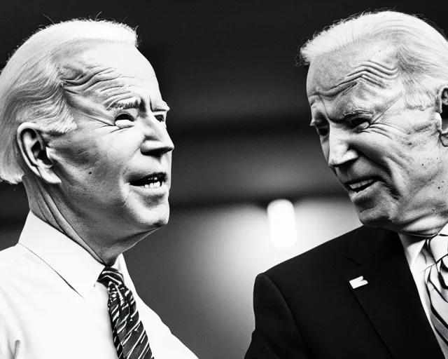 Image similar to president joe biden face to face with president joe biden, nikon 3 5 mm, photograph