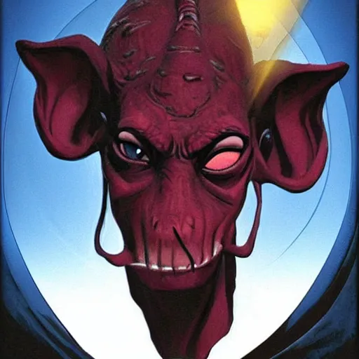 Image similar to jar_jar_binks as a sith_lord, dark fantasy