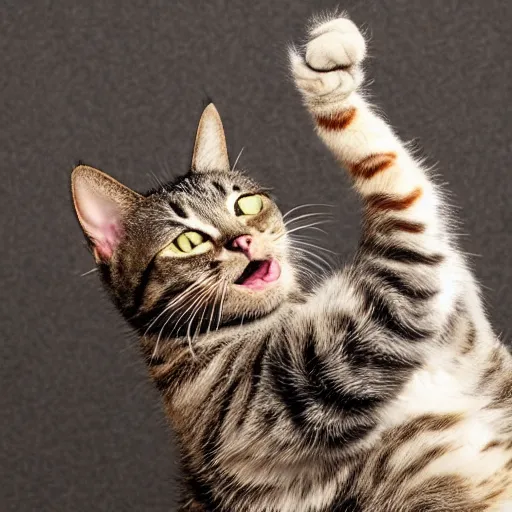 Image similar to cat yawning and stretching